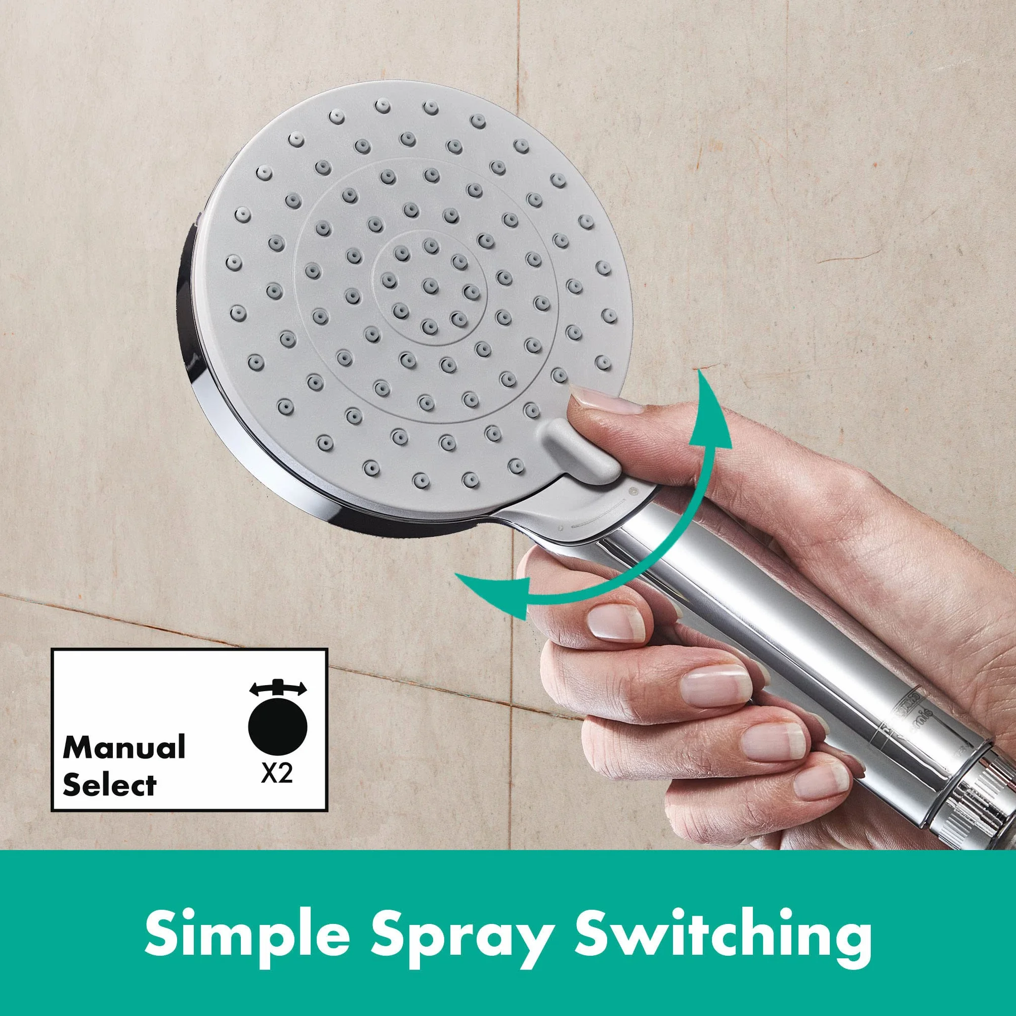 hansgrohe Vernis Blend - zestaw prysznicowy z głowicą prysznicową oszczędzający wodę (EcoSmart, 2-strumieniowa), wąż prysznicowy (1,60 m) i drążkiem (0,65 m), chrom, 26279000