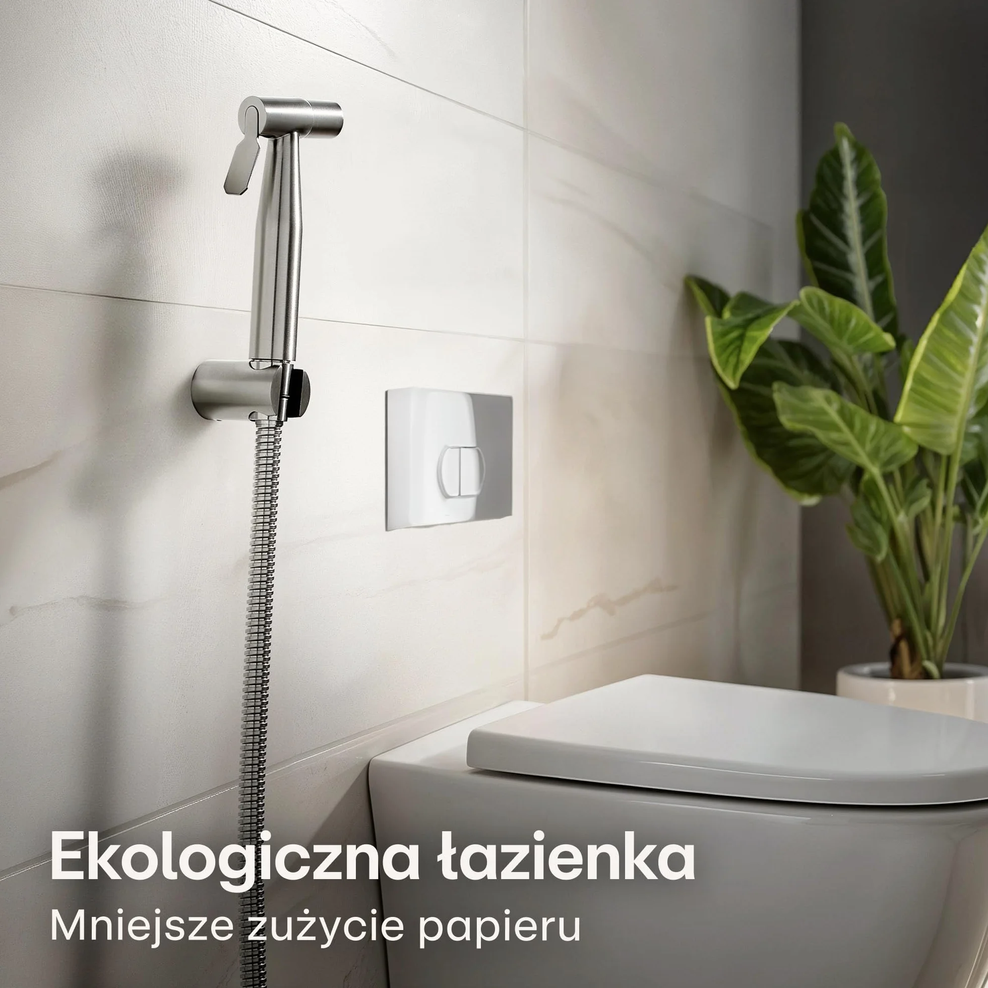Zestaw bidetowy z rączką prysznicową, wężem 120 cm i uchwytem – Stal nierdzewna – Do standardowego przyłącza G1/2 – Łatwy montaż
