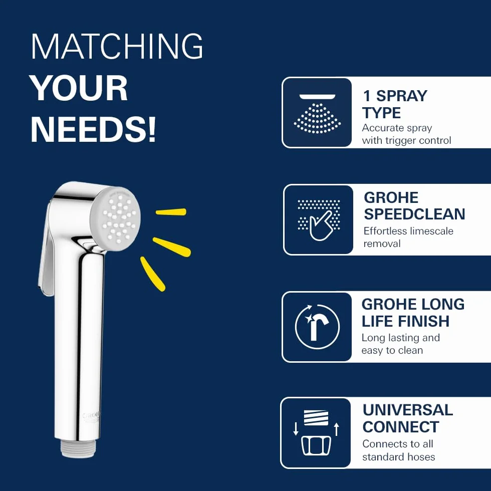 GROHE Spray Tempesta-F - Główka prysznicowa ze sterowaniem spustem - System zapobiegający osadzaniu się kamienia - Uniwersalny system mocowania - Pasuje do wszystkich standardowych węży prysznicowych