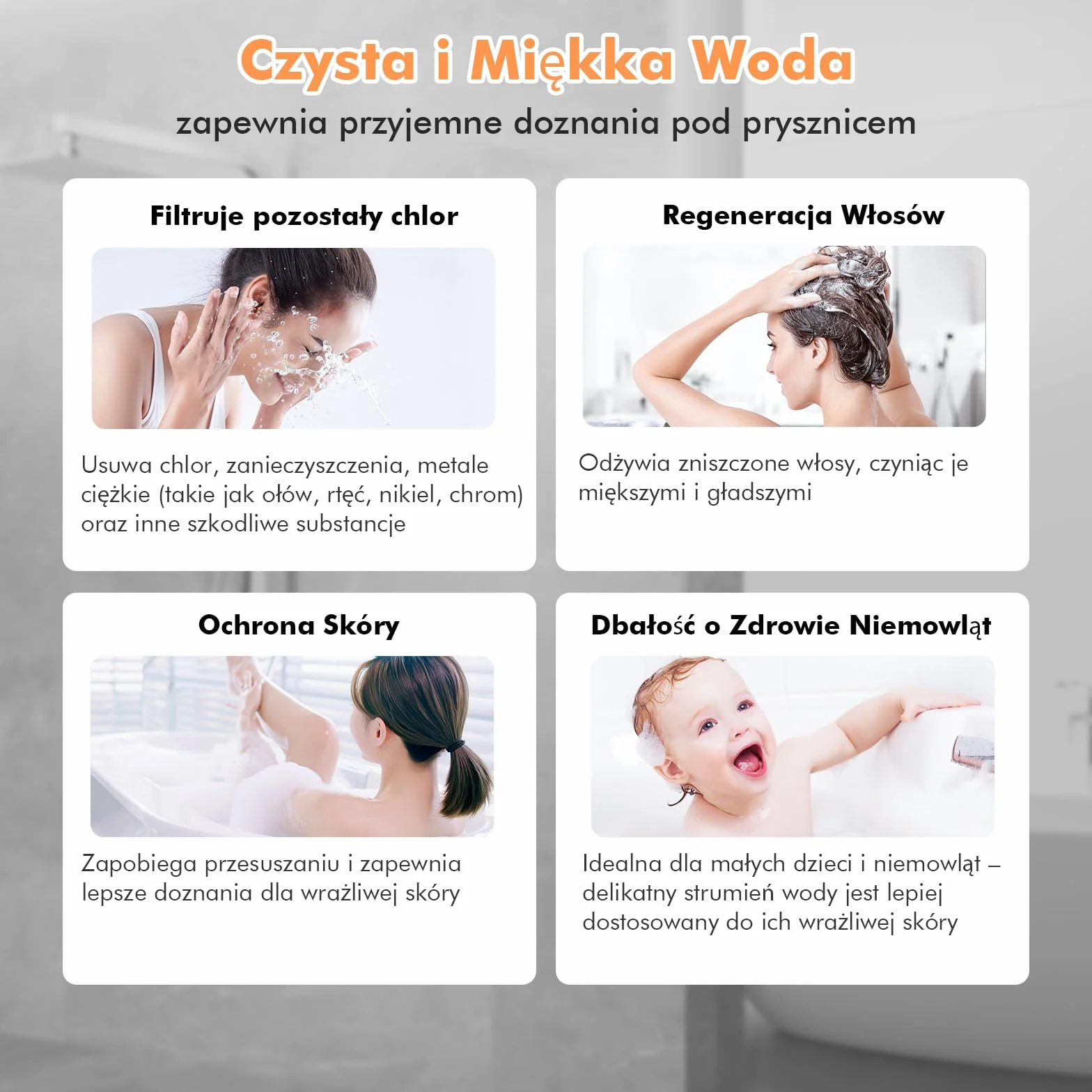 MEKO głowica Prysznicowa z Filtrem,Wysokociśnieniowa Prysznice ręczne z filtracją w 15 warstwach, wąż 1,5 m, 3 rodzaje strumienia, Prysznica do usuwania twardej wody, resztkowego (srebrny)
