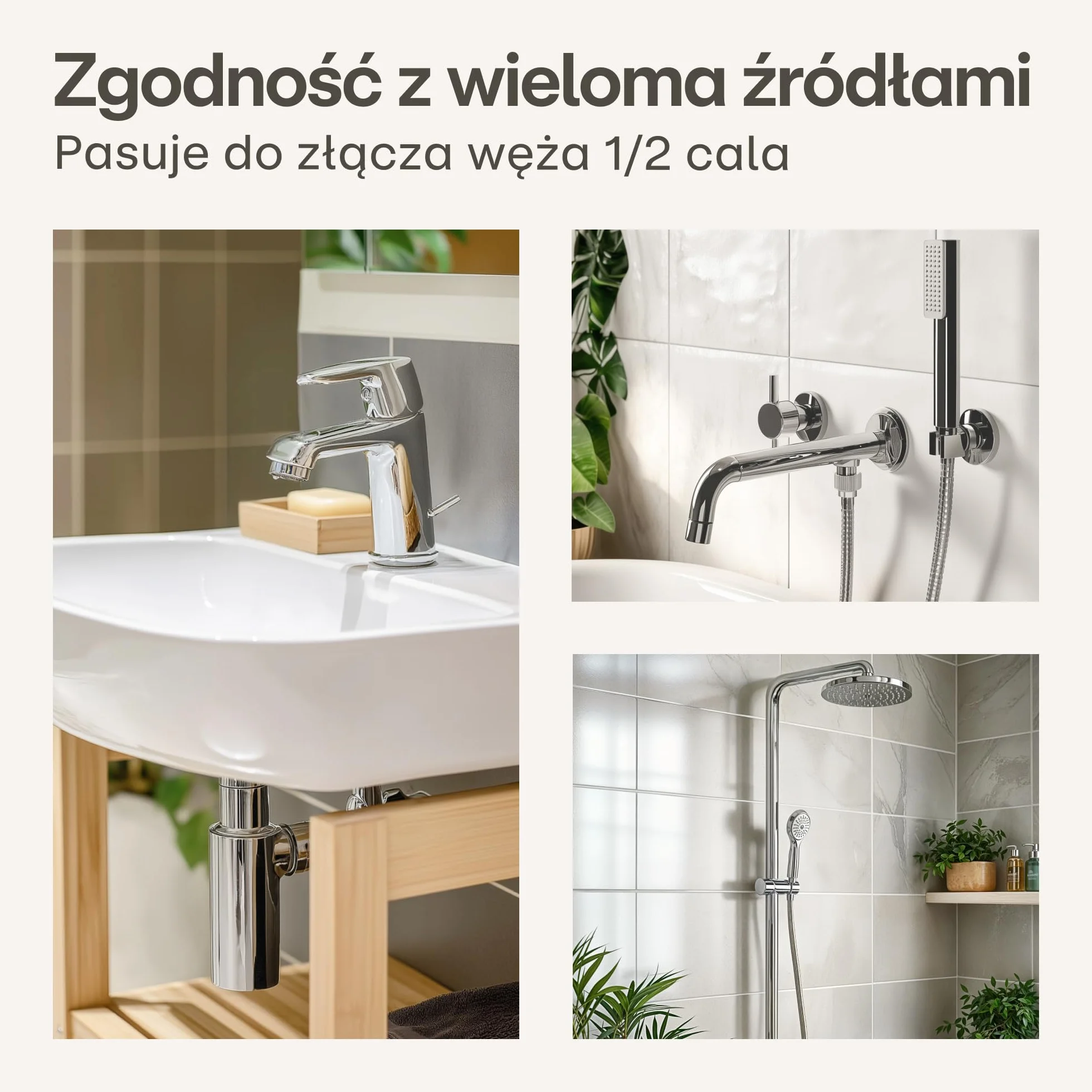 Zestaw bidetowy z rączką prysznicową, wężem 120 cm i uchwytem – Stal nierdzewna – Do standardowego przyłącza G1/2 – Łatwy montaż