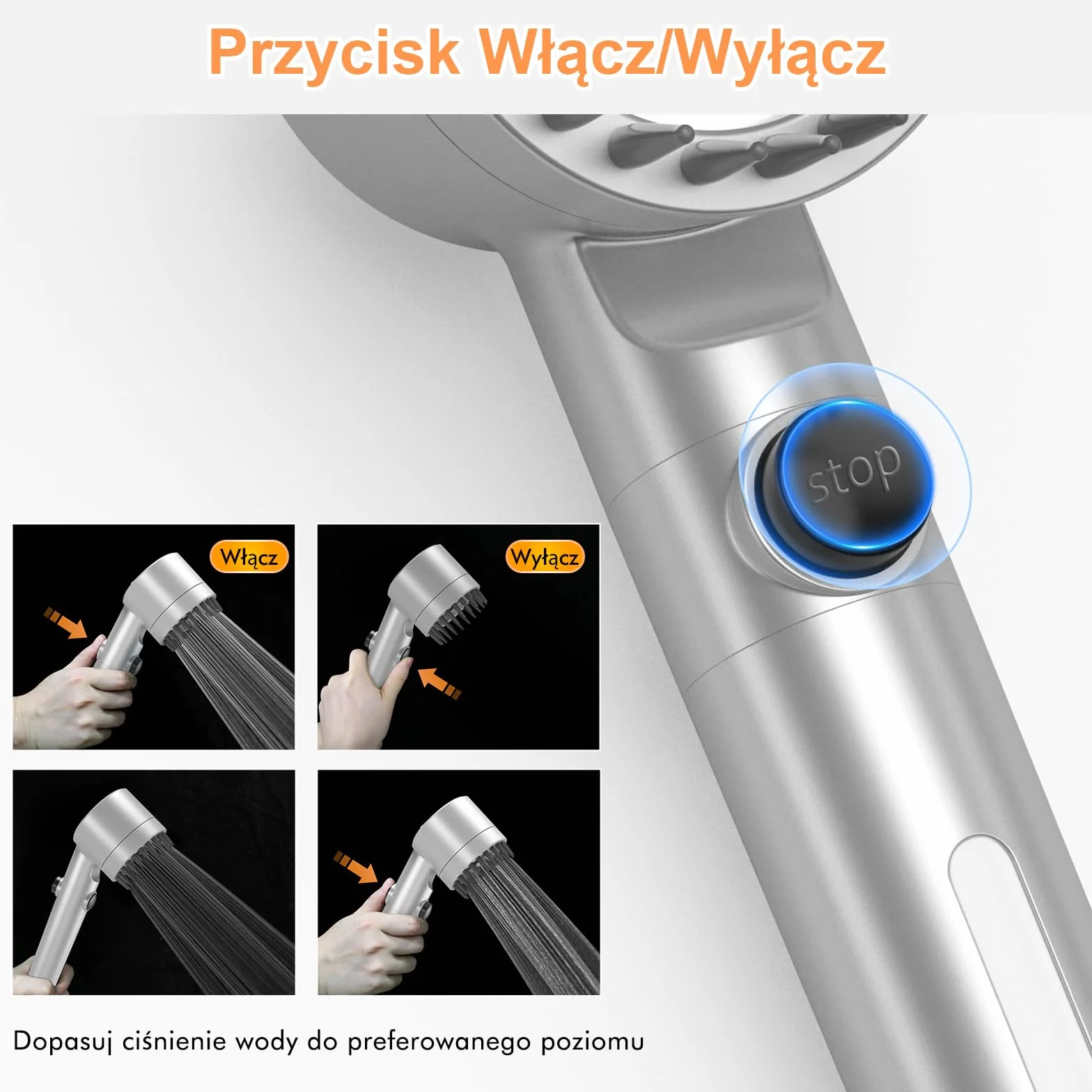 MEKO głowica Prysznicowa z Filtrem,Wysokociśnieniowa Prysznice ręczne z filtracją w 15 warstwach, wąż 1,5 m, 3 rodzaje strumienia, Prysznica do usuwania twardej wody, resztkowego (srebrny)