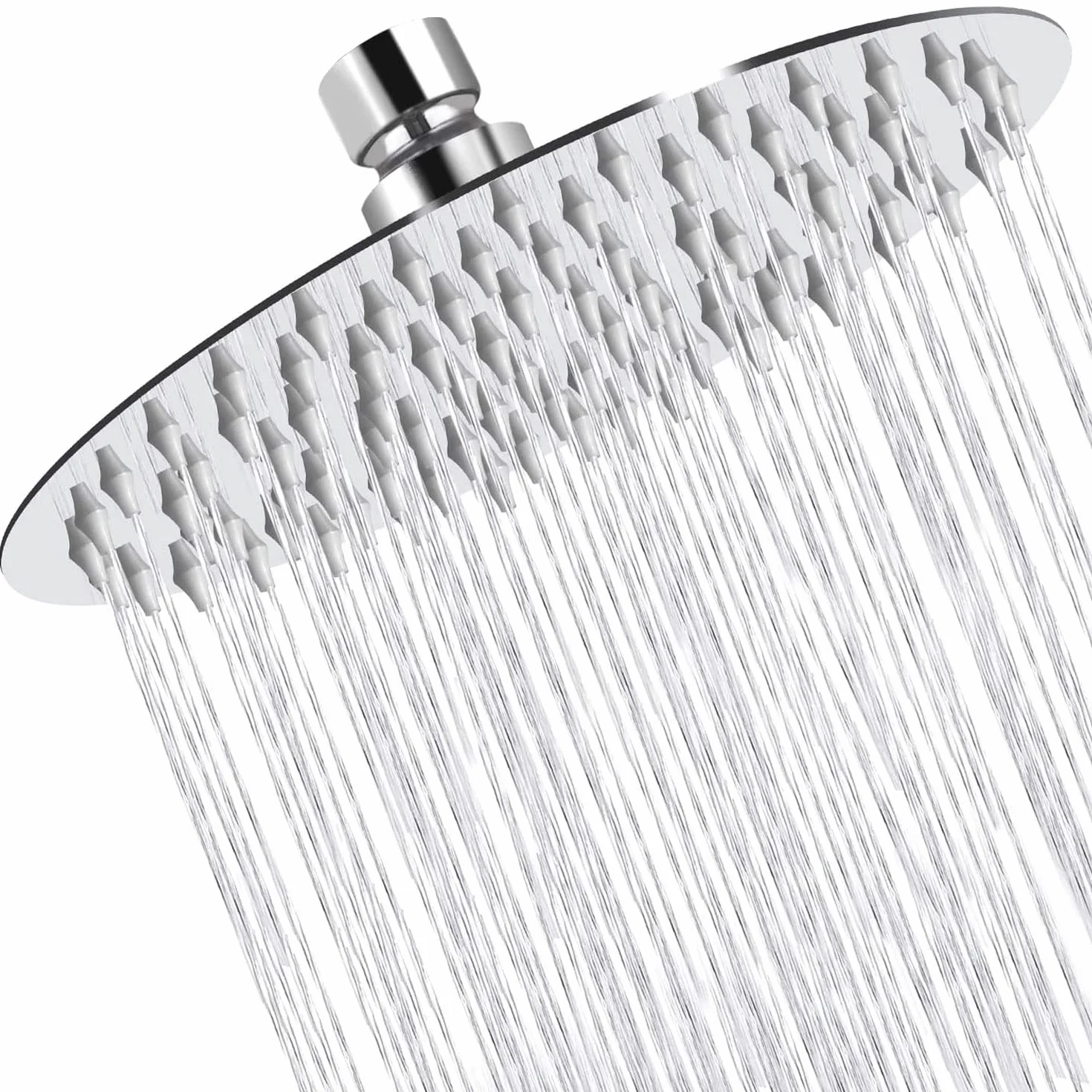 Głowica prysznicowa ze stali nierdzewnej AISI304 (20 cm), ze stali nierdzewnej, z dyszą zapobiegającą osadzaniu się kamienia, okrągła (8 cali)