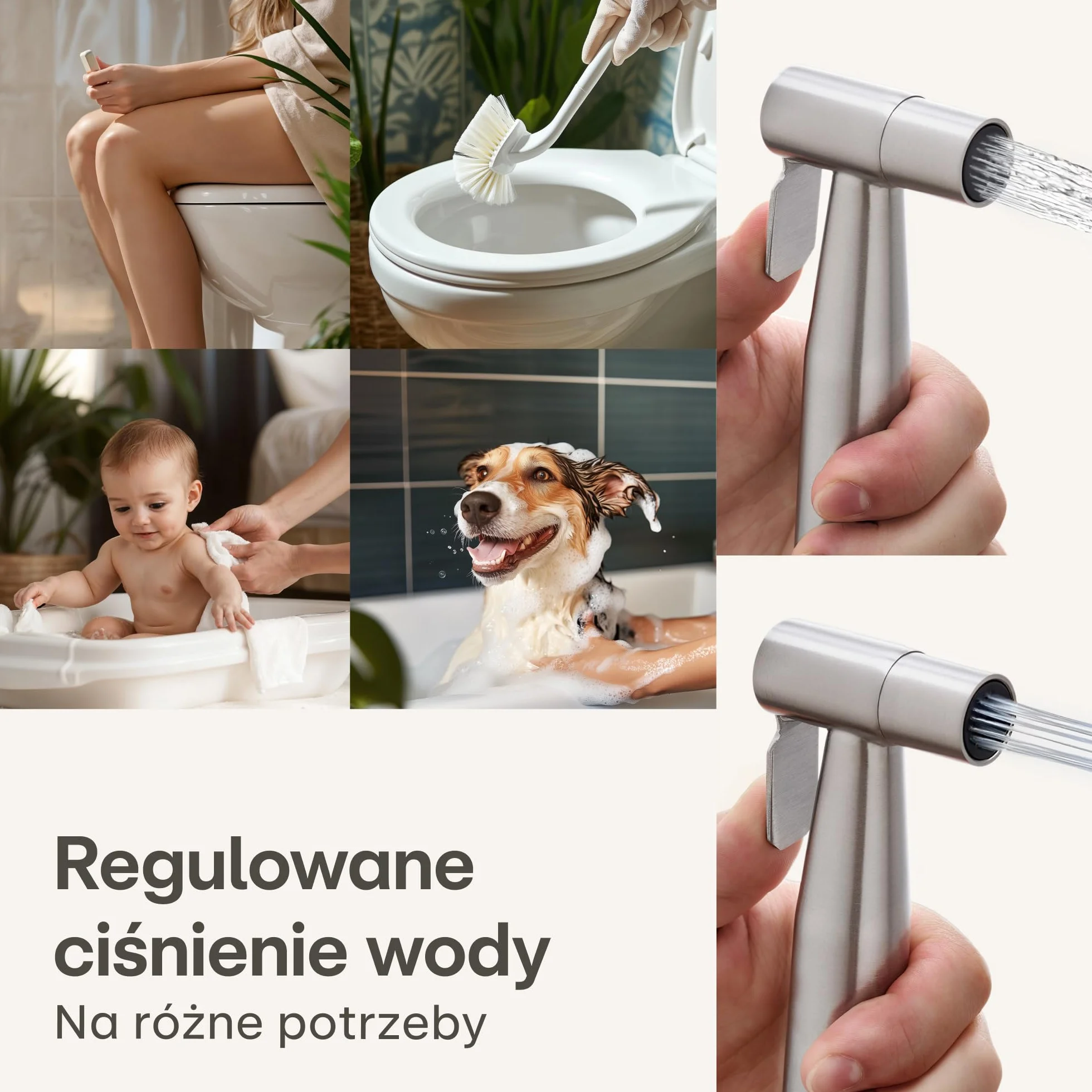 Zestaw bidetowy z rączką prysznicową, wężem 120 cm i uchwytem – Stal nierdzewna – Do standardowego przyłącza G1/2 – Łatwy montaż