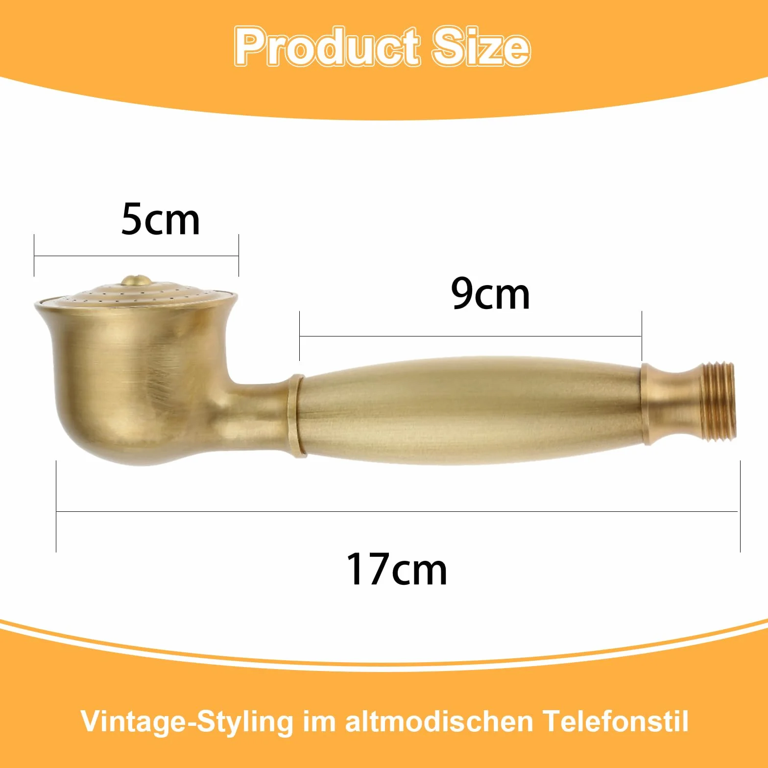 Prysznicowy DRELD słuchawka mosiężna, antyczna słuchawka w stylu retro, złota głowica (17''