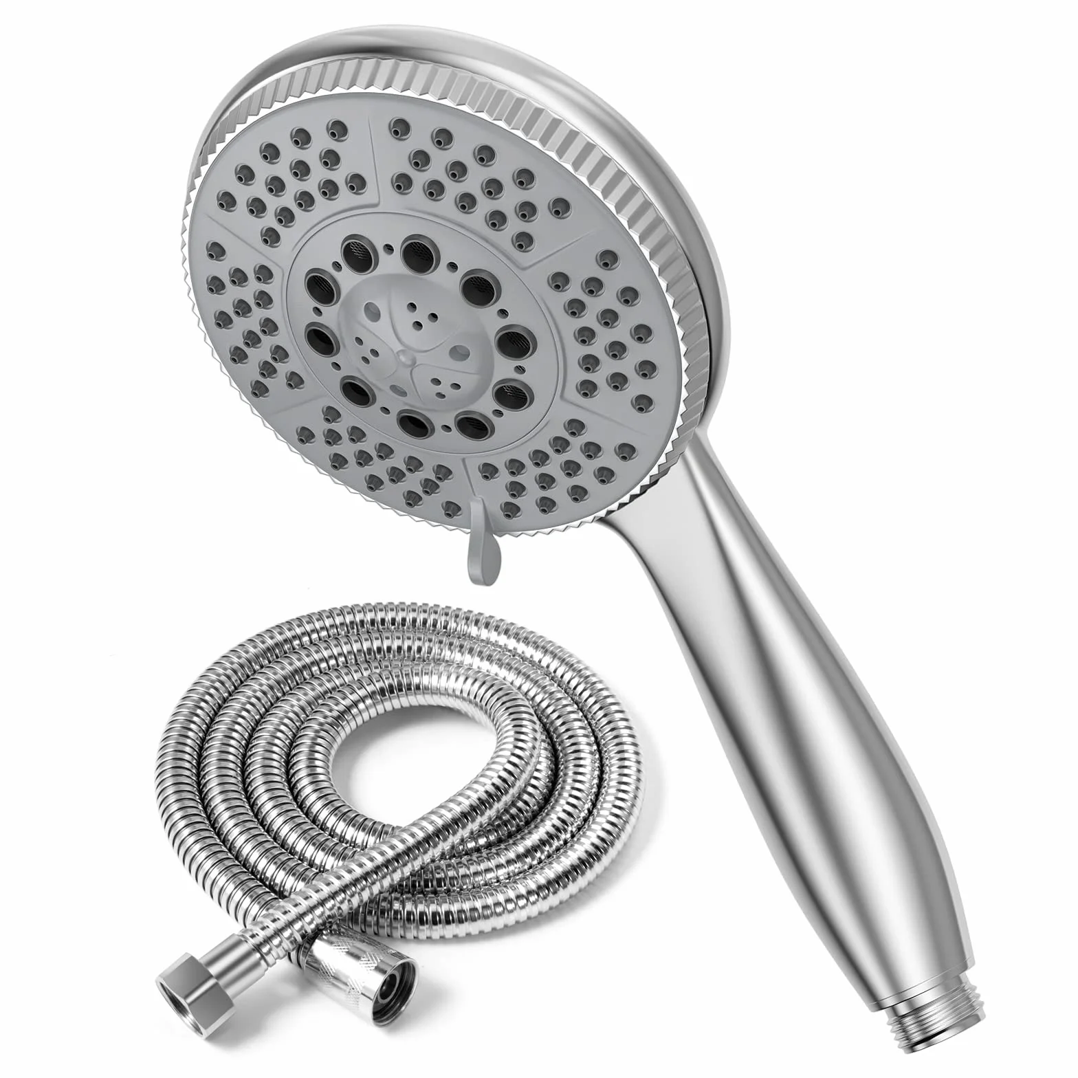 Vinabo Głowica prysznicowa + 1.5m elastyczna rura stalowa, 5 funkcji odlewów, Wielofunkcyjny pod wysokim ciśnieniem, ABS Chrome Spray, Antykalne, z Dyszą
