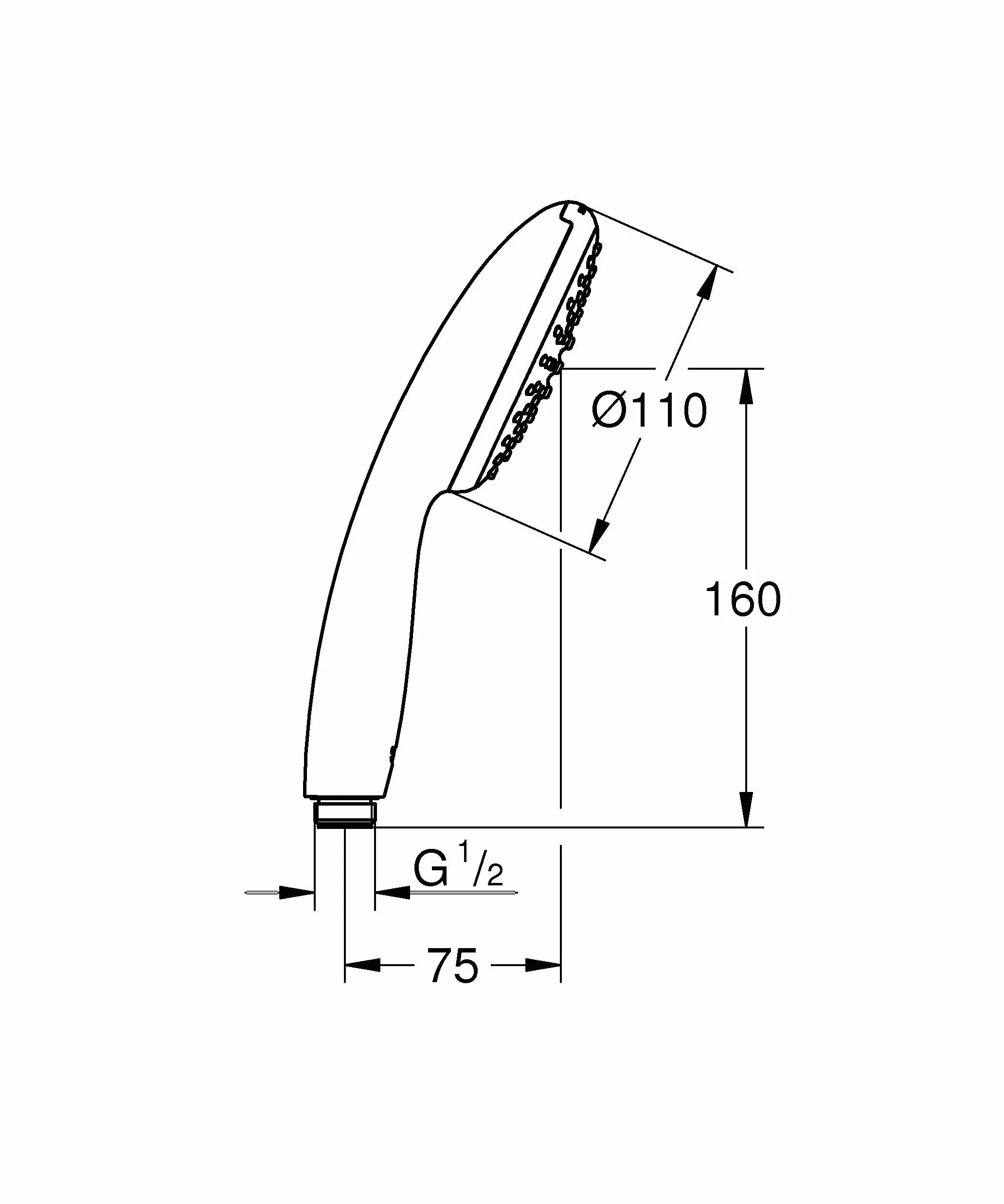 Grohe Vitalio 27940001 słuchawka prysznicowa, oszczędzająca wodę 9 l na min (1 rodzaj strumienia, standardowe przyłącze, silikonowy pierścień chroni przed upadkiem), okrągła, chromowana
